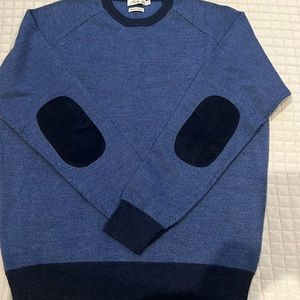 Peter Millar sweater w/contrasting elbow patchwork.